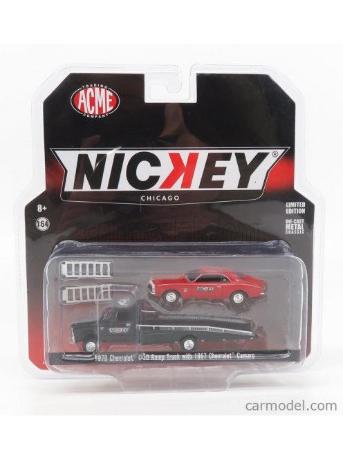 Acme-Models - Chevrolet C-30 Ramp Truck 1970 With Camaro Coupe Nickey 1967 Black Red