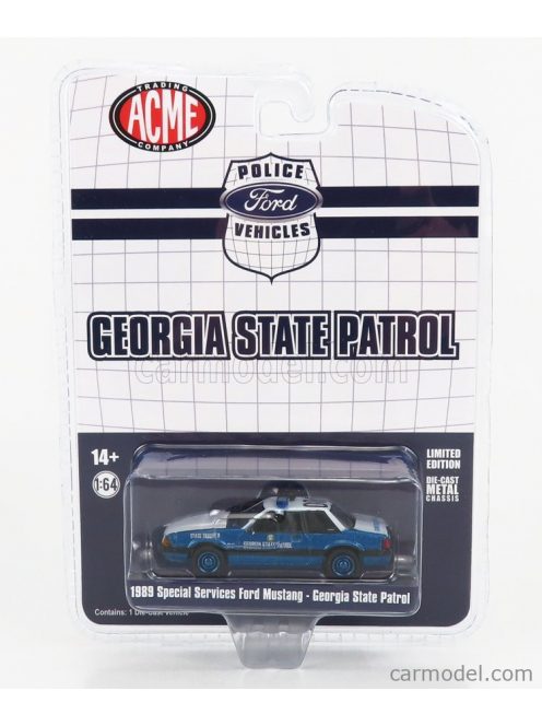 Acme-Models - Ford Usa Mustang Special Service Georgia State Patrol Police 1989 Blue Met