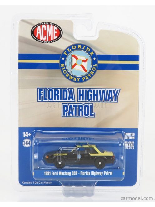 Acme-Models - Ford Usa Mustang Ssp Florida Highway Patrol State Trooper 1991 Black Cream