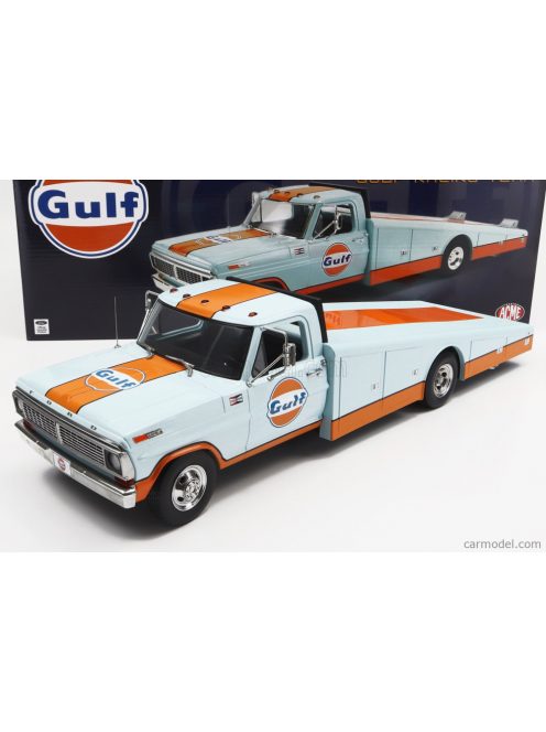 Acme-Models - Ford Usa F-350 Truck Ramp Car Transporter Gulf 1970 Light Blue Orange