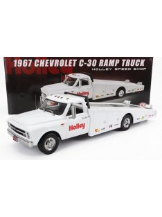   Acmemodels - CHEVROLET C-30 TRUCK RAMP CAR TRANSPORTER HOLLEY SPEED SHOP 1967 WHITE