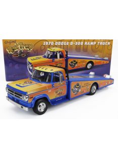   Acmemodels - DODGE D-300 TRUCK RAMP CAR TRANSPORTER RAT TRAP 1970 ORANGE BLUE