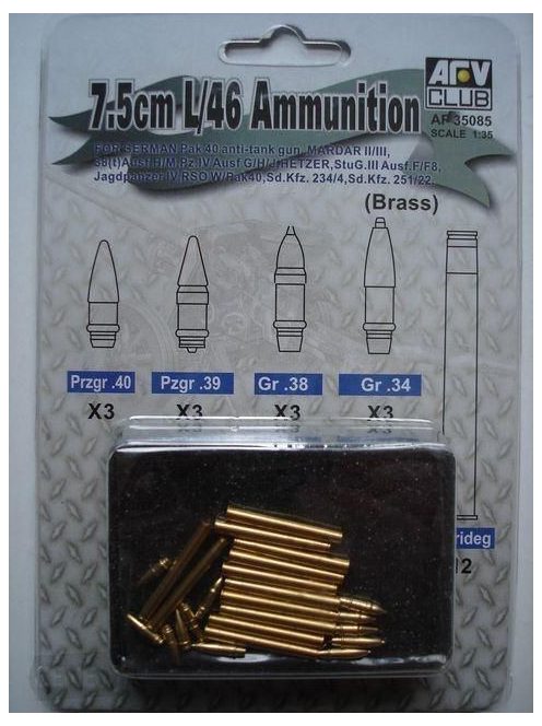 Afv-Club - 7,5 cm KwK L/46 AMMO (BRASS)