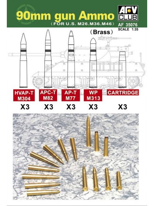 Afv-Club - 90 mm AMMO TD M-36/M-46/M-26 (BRASS)