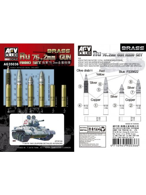 Afv-Club - Ru 76.2mm Gun AMMO Set (Brass)