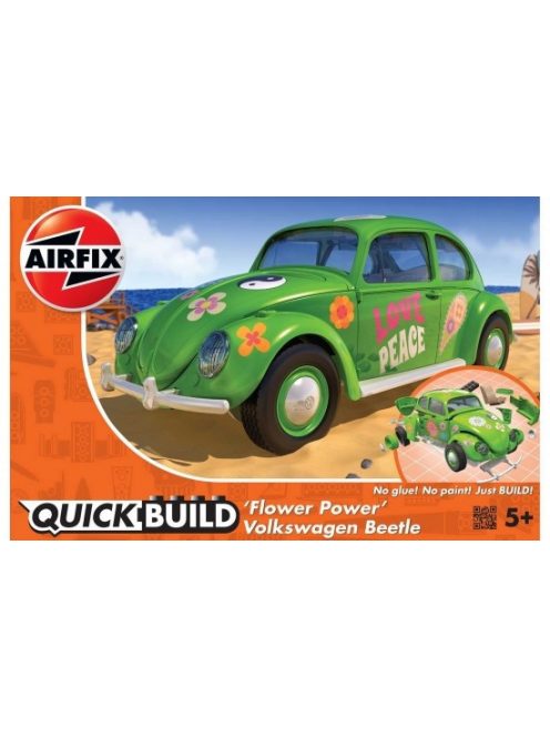 Airfix - QUICKBUILD Flower-Power VW Beetle Green - Snap-fit