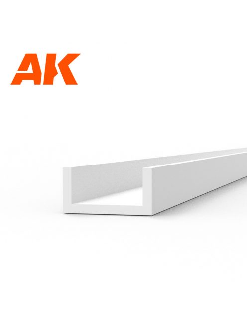 AK Interactive - U Channel 3.0 width x 350mm - STYRENE STRIP