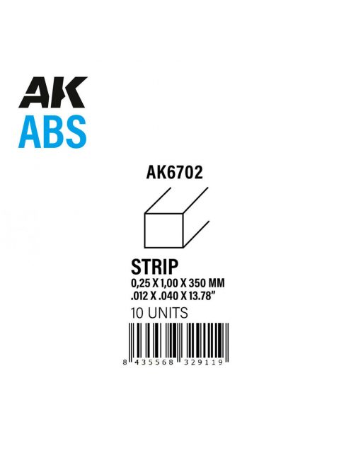 AK Interactive - Strips 0.25 x 1.00 x 350mm - ABS STRIP