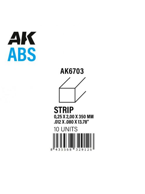 AK Interactive - Strips 0.25 x 2.00 x 350mm - ABS STRIP