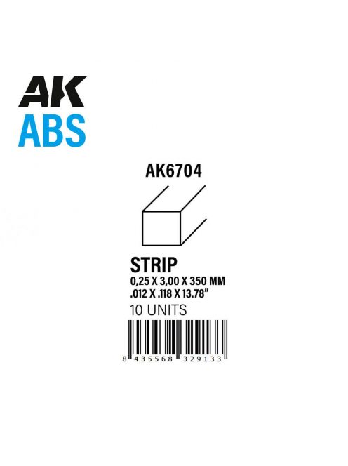 AK Interactive - Strips 0.25 x 3.00 x 350mm - ABS STRIP