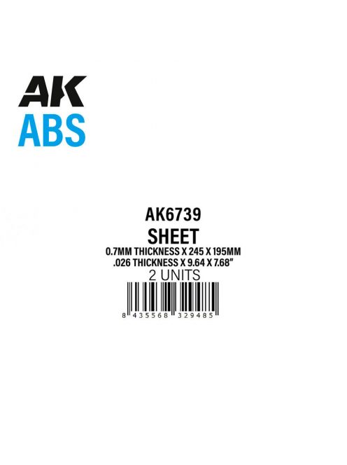 AK Interactive - 0.7mm thickness x 245 x 195mm - ABS SHEET