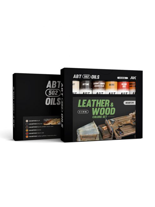 AK Interactive - LEATHER & WOOD COLORS SET - ABT 502 OILS