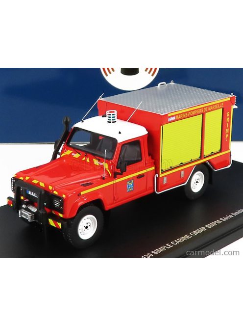 Alarme - Land Rover Defender 130 Pick-Up Closed Grimp Bmbp Sapeurs Pompiers 1986 Red White Yellow