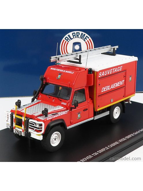 Alarme - Land Rover Defender 130 Pick-Up Closed Vrsd Bmpm Sapeurs Pompiers Sauvetage Deblaiement 1986 Red White