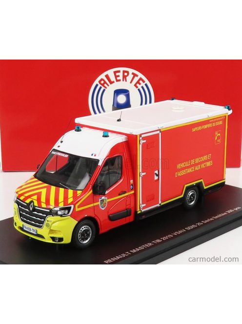 Alerte - Renault Master Van Vsav Sdis 25 Vehicule De Secours Et D'Assistance Aux Victimes Sapeurs Pompier 2019 Red White Yellow