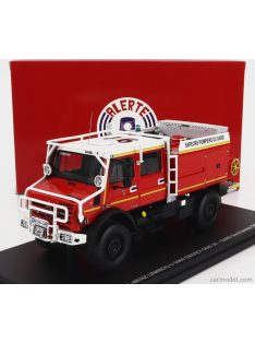   Alerte - Mercedes Benz Unimog U5000 Double Cabine Tanker Truck Sapeurs Pompiers Du Gard Sdis 30 1994 Red White