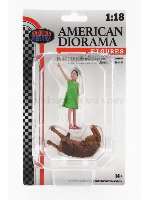 American Diorama - FIGURES GIRL WHIT DOG GREEN BROWN