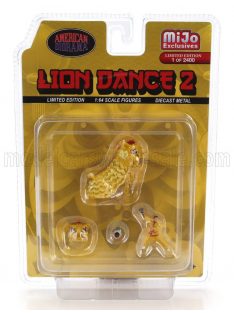 American Diorama - FIGURES SET 4X LION DANCE 2 YELLOW