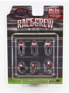   American Diorama - FIGURES SET 6X MAN RACE CREW WHITE RED BLUE