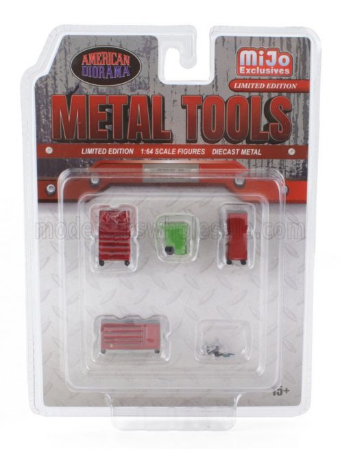 American Diorama - ACCESSORIES SET OFFICINA GARAGE TOOL RED GREEN