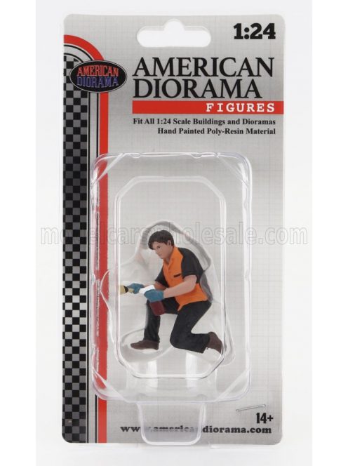 American Diorama - FIGURES MAN WHEEL CLEANING BLACK ORANGE