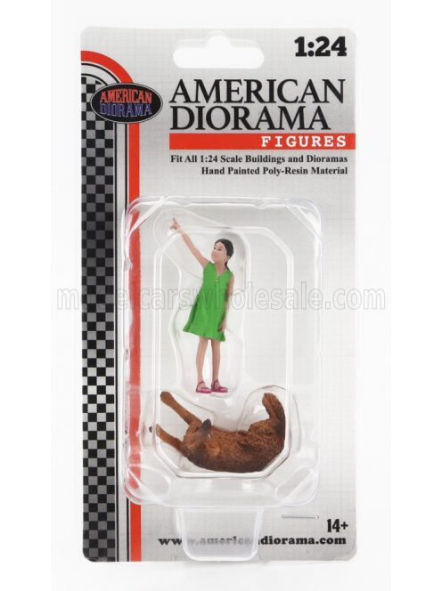 American Diorama - FIGURES GIRL WHIT DOG GREEN BROWN