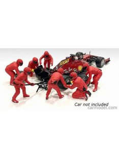   American Diorama - Figures F1 Set 2 2020 - Diorama Pit-Stop Set 7 X Meccanici - Mechanics - With Decals Red