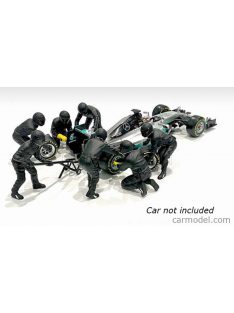   American Diorama - Figures F1 Set 2 2020 - Diorama Pit-Stop Set 7 X Meccanici - Mechanics - With Decals Black Green