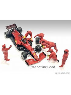   American Diorama - Figures F1 Set 2 2022 - Diorama Pit-Stop Set 7 X Meccanici - Mechanics - With Decals Red