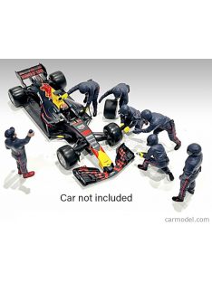   American Diorama - Figures F1 Set 2 2022 - Diorama Pit-Stop Set 7 X Meccanici - Mechanics - With Decals Matt Blue Red