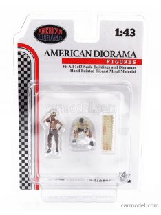   American Diorama - Figures Set 1 - 2X Man Mechanics Crew 4X4 Offroad Camel Trophy Beige Brown