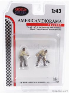   American Diorama - Figures Set 2 - 2X Man Mechanics Crew 4X4 Offroad Camel Trophy Beige Brown