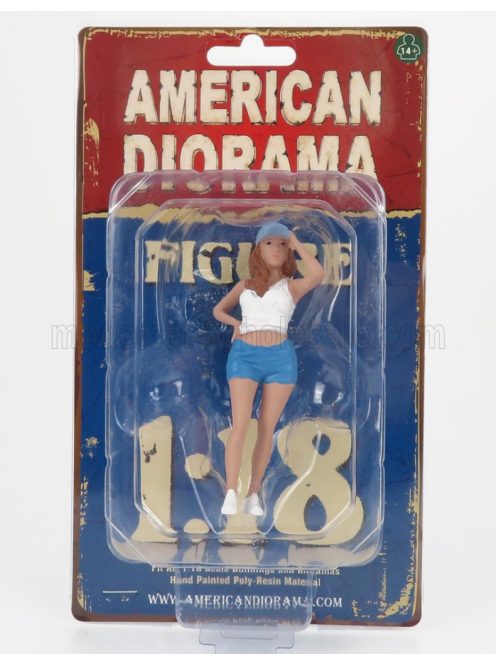 American Diorama - FIGURES GIRL CAR MEET 2 - FIGURE III WHITE BLUE