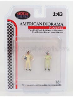   American Diorama - FIGURES SET 2X MAN RACING LEGEND 60s CREAM