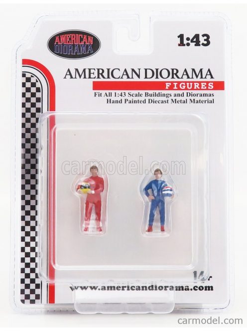 American Diorama - Figures Set 2X Man Racing Legend 80S Red Blue