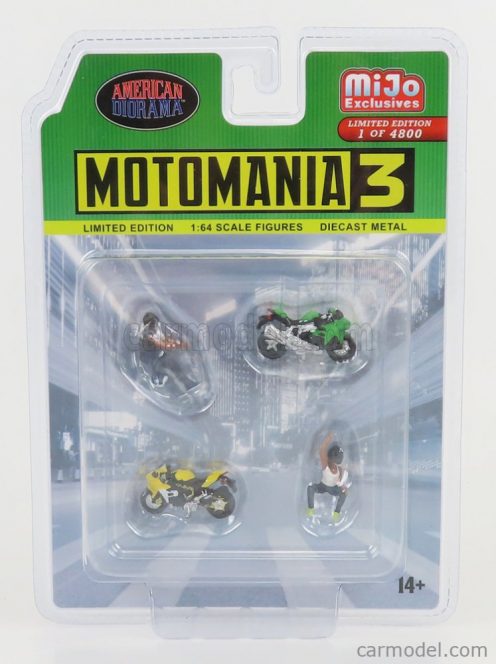 American Diorama - Figures Set Motomania - 2X Motorcycle - 2X Figure Various