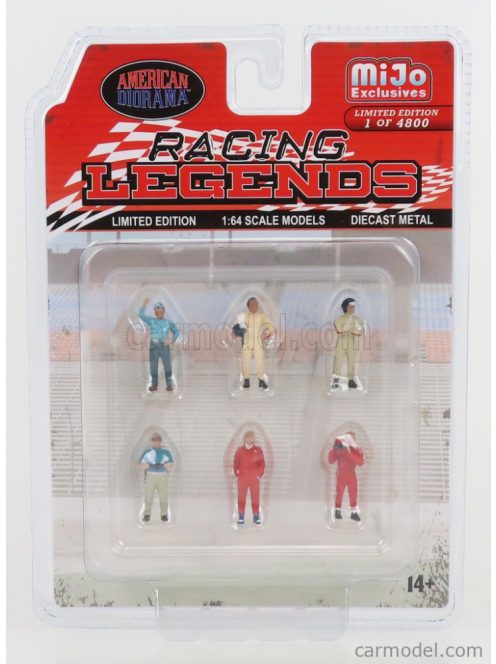 American Diorama - Figures Set 6X Man Racing Legend 50S - 60S - 70S Various