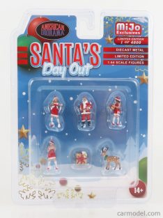   American Diorama - Figures Set 6X Santa Claus Day Out Red White