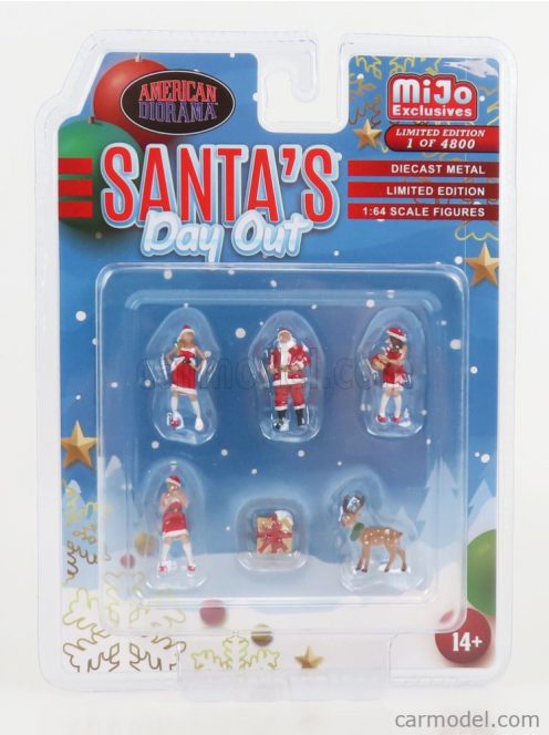 American Diorama - Figures Set 6X Santa Claus Day Out Red White