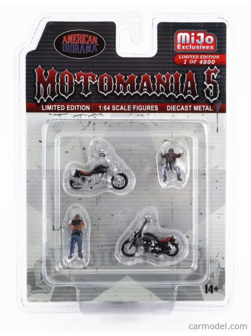 American Diorama - Figures Set Motomania - 2X Motorcycle - 2X Figure Various