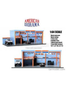   American Diorama - Accessories Diorama Gulf Garage Officina Light Blue Orange