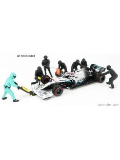   American Diorama - Figures F1 Set 1 2020 - Diorama Pit-Stop Set 7 X Meccanici - Mechanics - With Decals Black Green