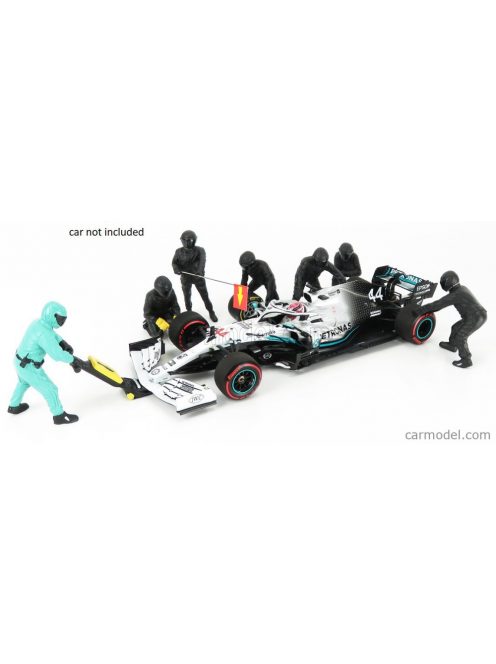 American Diorama - Figures F1 Set 1 2020 - Diorama Pit-Stop Set 7 X Meccanici - Mechanics - With Decals Black Green