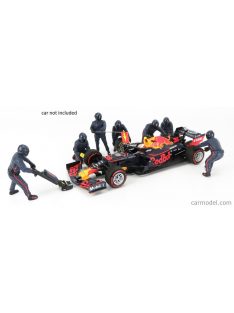   American Diorama - Figures F1  Set 1 2020 - Diorama Pit-Stop Set 7 X Meccanici - Mechanics - With Decals Matt Blue Red