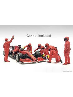   American Diorama - Figures F1 Set 2 2022 - Diorama Pit-Stop Set 7 X Meccanici - Mechanics - With Decals Red