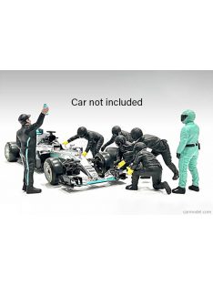   American Diorama - Figures F1 Set 2 2022 - Diorama Pit-Stop Set 7 X Meccanici - Mechanics - With Decals Black Green