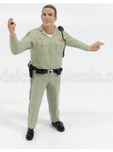   American Diorama - FIGURES POLIZIOTTO DIREZIONE TRAFFICO III - POLICEMAN HIGHWAY PATROL III DIRECTING TRAFFIC BEIGE