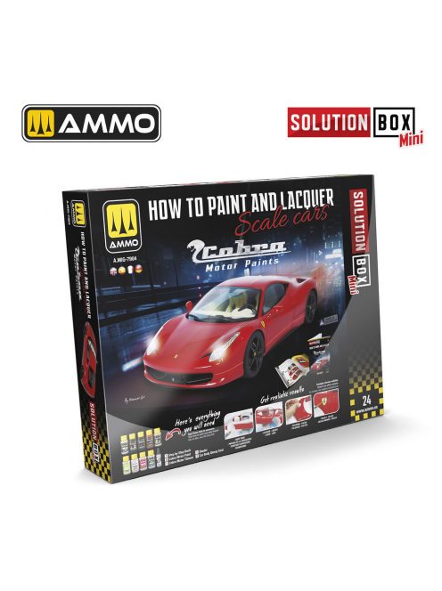 AMMO by MIG Jimenez - SOLUTION BOX MINI 24 - How to Paint and Lacquer Scale Cars - COBRA MOTOR PAINTS