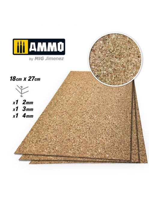 AMMO - CREATE CORK Medium Grain Mix (2mm, 3mm and 4mm) - 1 pc. Each Size