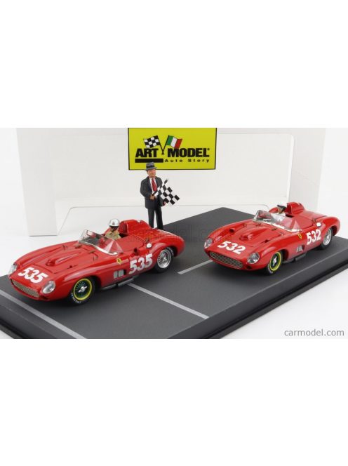 Art-Model - Ferrari Diorama Set 2X 315S Spider Sn0684 N 535 Winner Mille Miglia 1957 P.Taruffi + N 532 2Nd Mille Miglia 1957 W.Von Trips Red